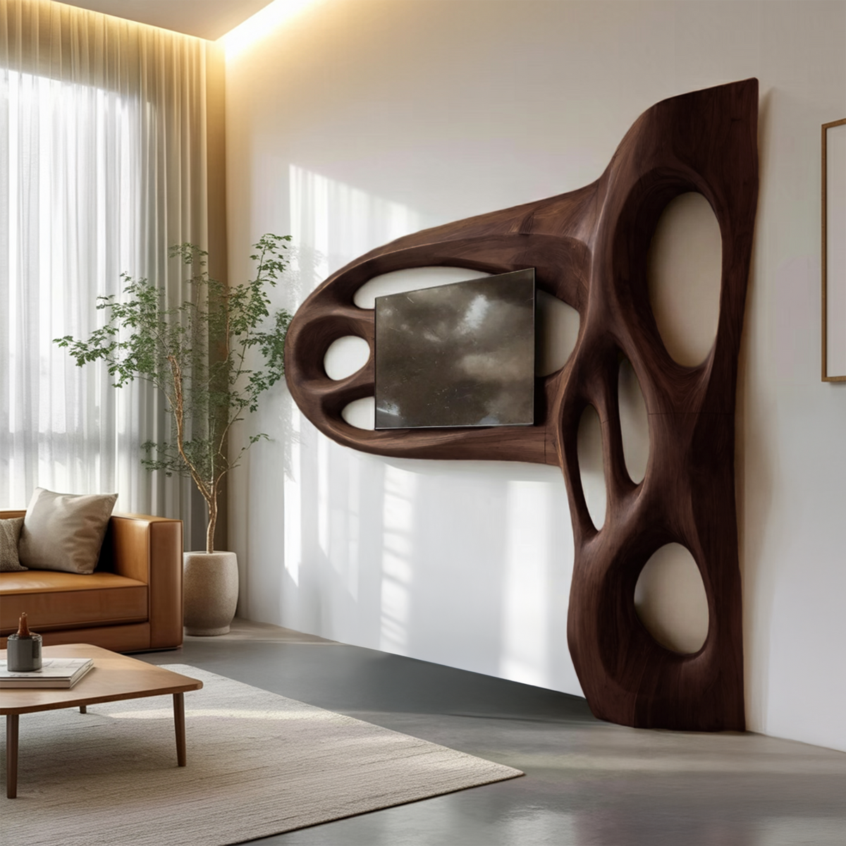 Contemporary Sculptural TV Frame For Living Room Decor - view 7