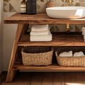 Farmhouse Bathroom Furniture With Wooden Vanity Design