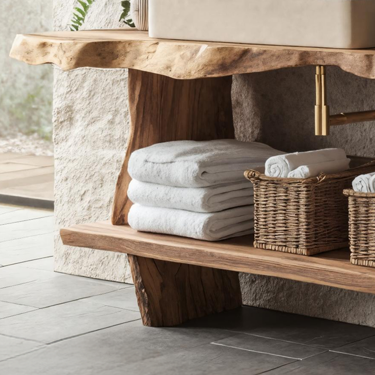 Bathroom Furniture Rustic Vanity With Live Edge Top