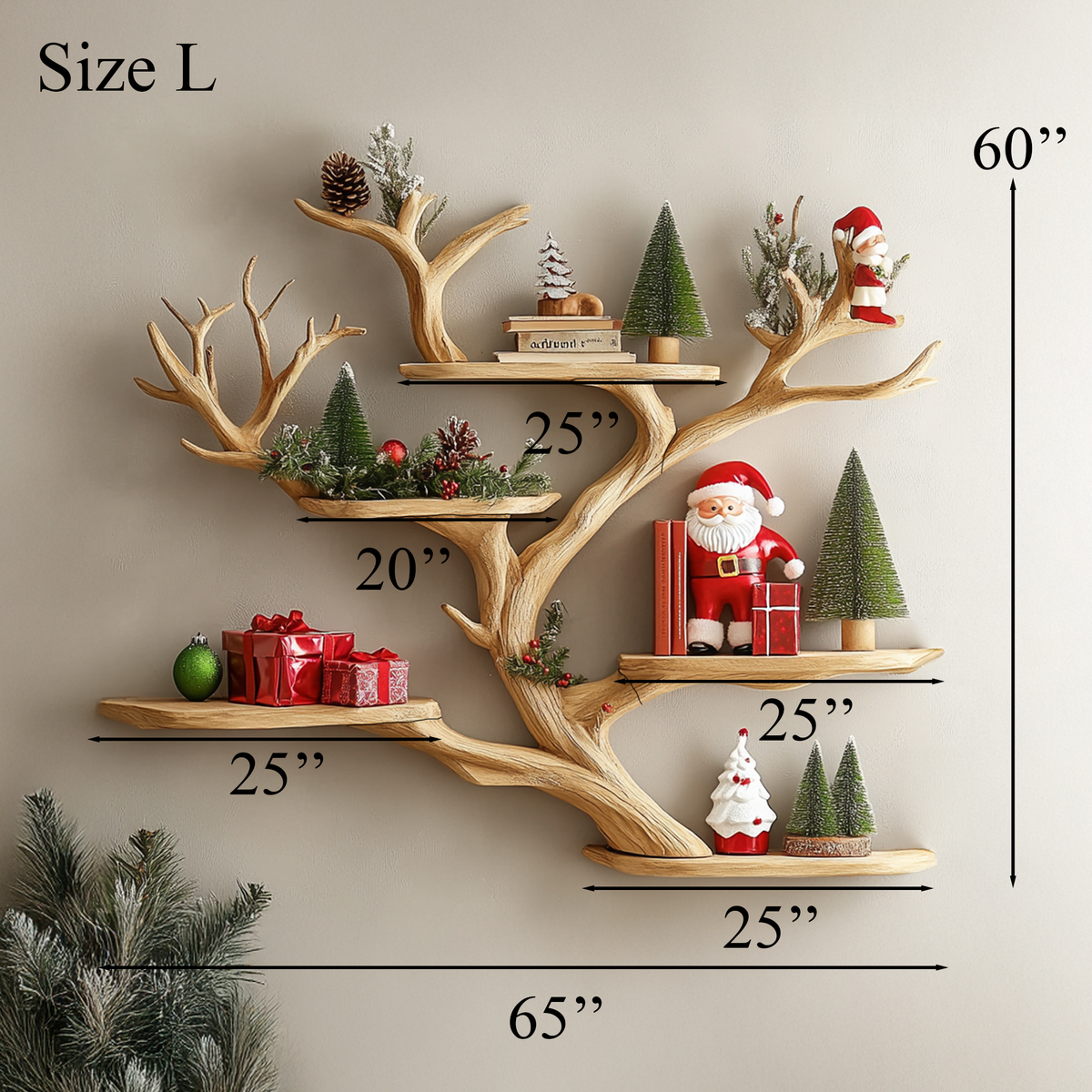Branch Tree Shelf Floating Corner Shelf Mid Century - view 6