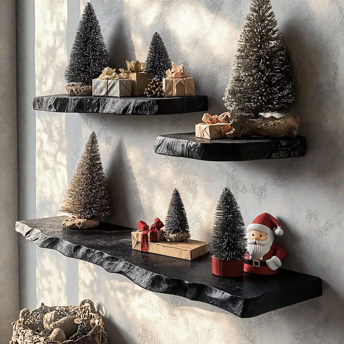 Black Floating Shelf Live Edge Xmas Floating Shelf Plans - view 3