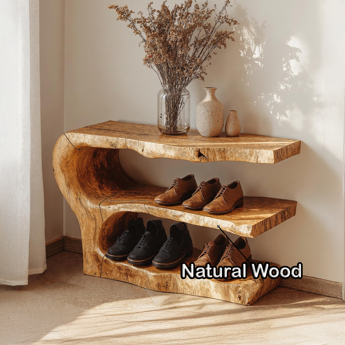 3-Tier Wooden Shoe Rack Bench For Organizing Shoes and Bags - view 5