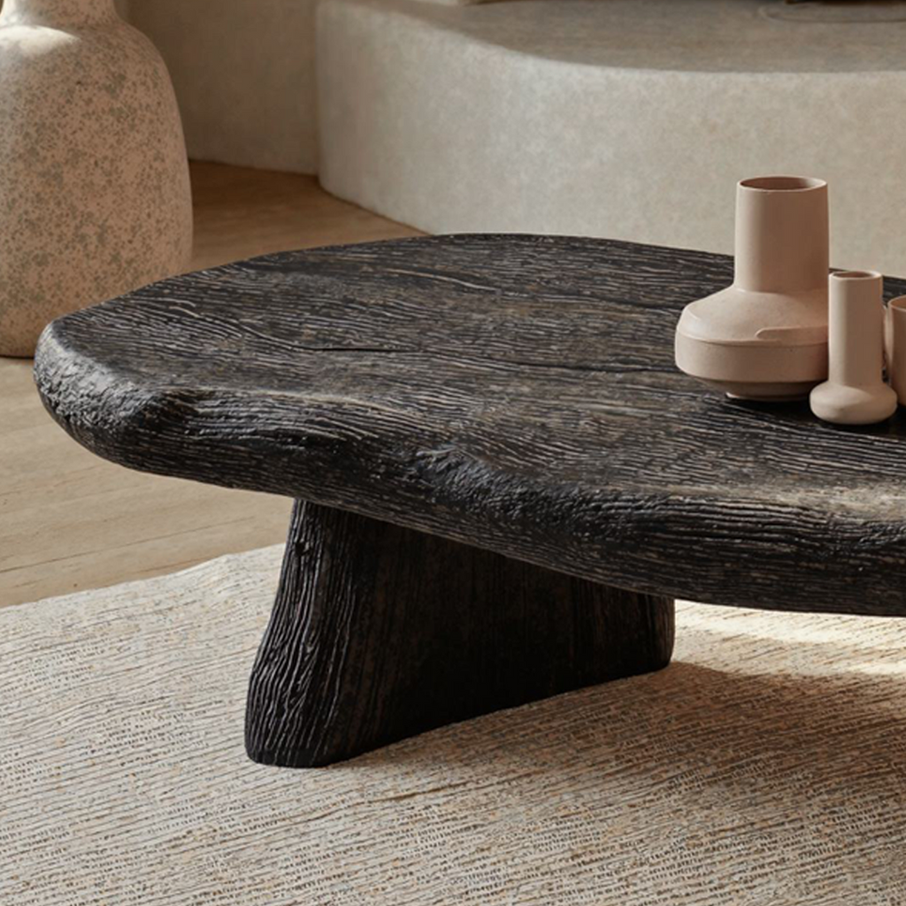 Black Modern Wood Coffee Table Home Decor