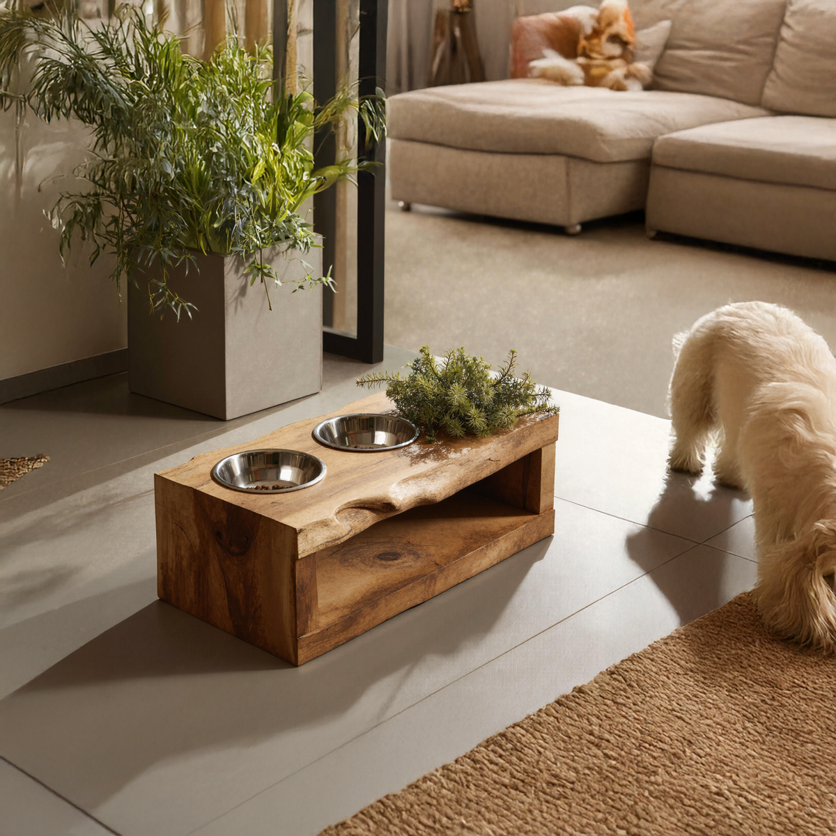 Farmhouse Dog Feeding Stand Rustic Dog Space - view 2