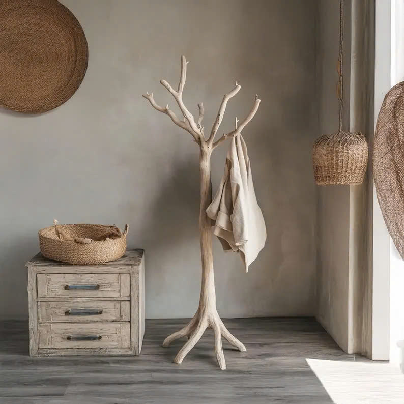 Coat Rack Wood Standing Tree Branch Decorative Hooks - view 3