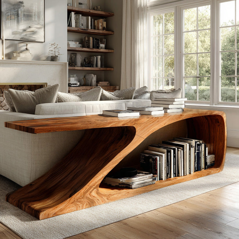 Contemporary Wooden Console Table For Living Room Decor - view 3